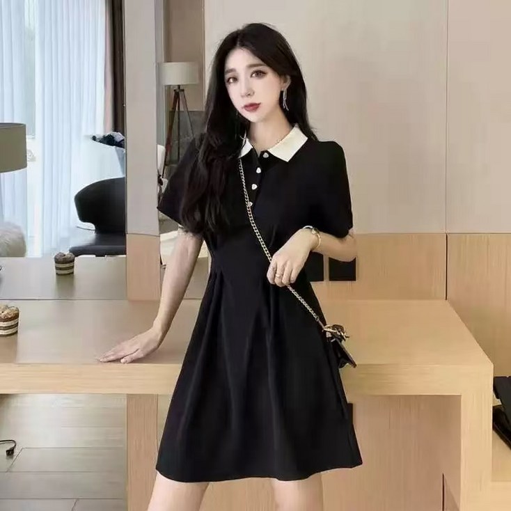 여성 여름 원피스 캐주얼 데일리 반팔 카라넥 심플 슬림핏 미니원피스 여성 여름 원피스 캐주얼 데일리 반팔 카라넥 심플 슬림핏 미니원피스