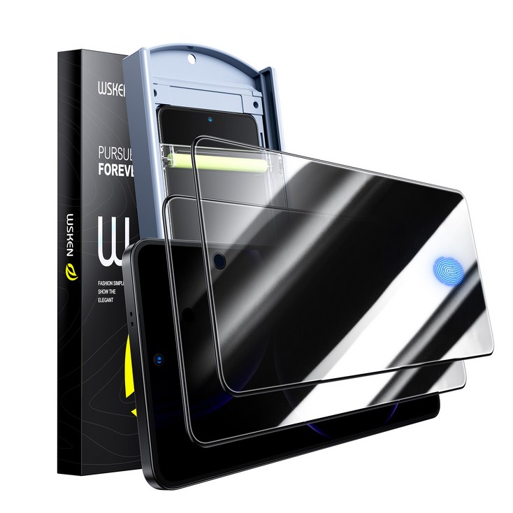 WSKEN 사생활보호 지문방지필름갤럭시 S25 울트라엣지 Easy 자동부착 지문인식지원, 2개