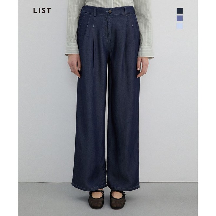 리스트 백 밴딩 와이드 데님 팬츠 TSMSLP62100