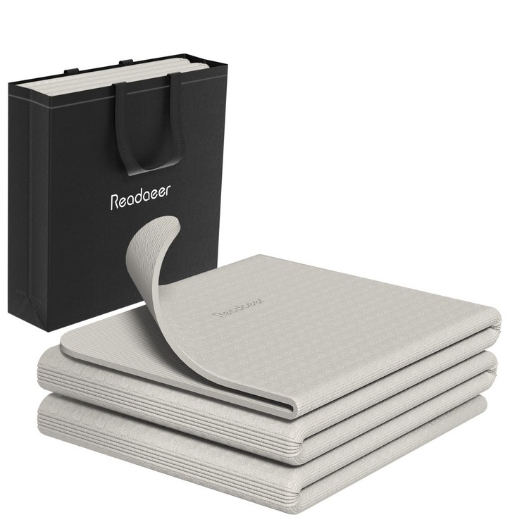 Readaeer 요가매트 고궐리티 TPE 10단 접이식 휴대용 요가매트, 1개, 그레이