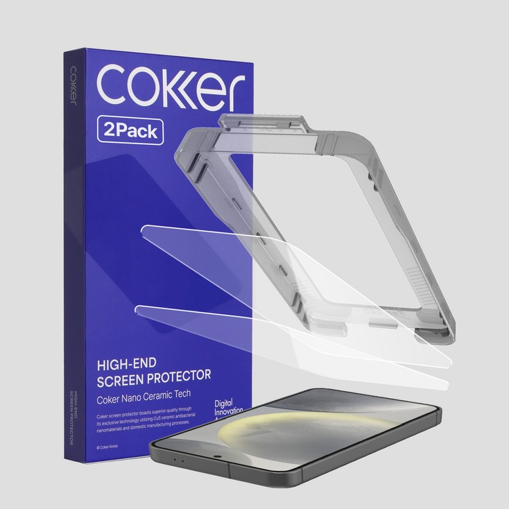 코커 1초부착 원터치 아이폰17 실크글라스 강화유리 액정보호필름, 2개