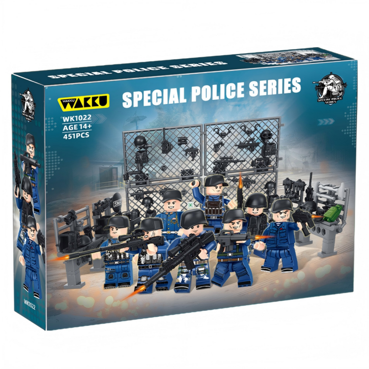 Wakku 시티 경찰특공대 레고호환블록 무기고 피규어 8in1블럭세트 pcs451, 1세트