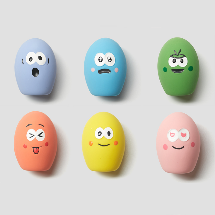 클라우더 강아지 장난감 라텍스 달걀 공 세트 6개입, 1세트, 6가지색상노랑 파랑 녹색 주황 보라 핑크