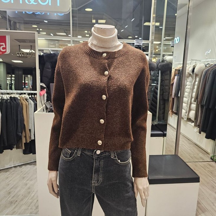 온앤온  라운드넥 골드버튼 가디건 NJK4WDA15