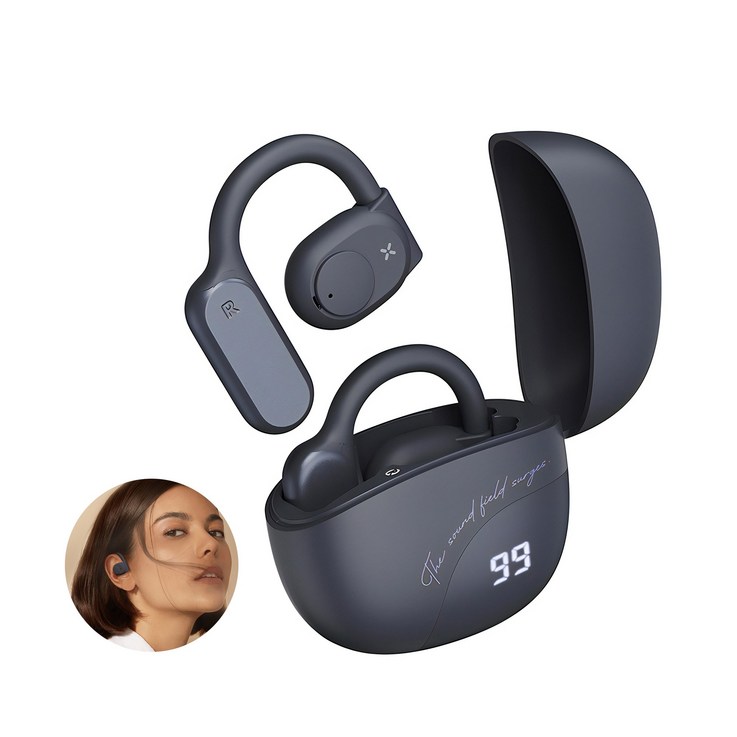 RUN 기술 오픈핏 골전도 블루투스 이어폰 디지털 디스플레이 5.3 통화 소음 감소 방수