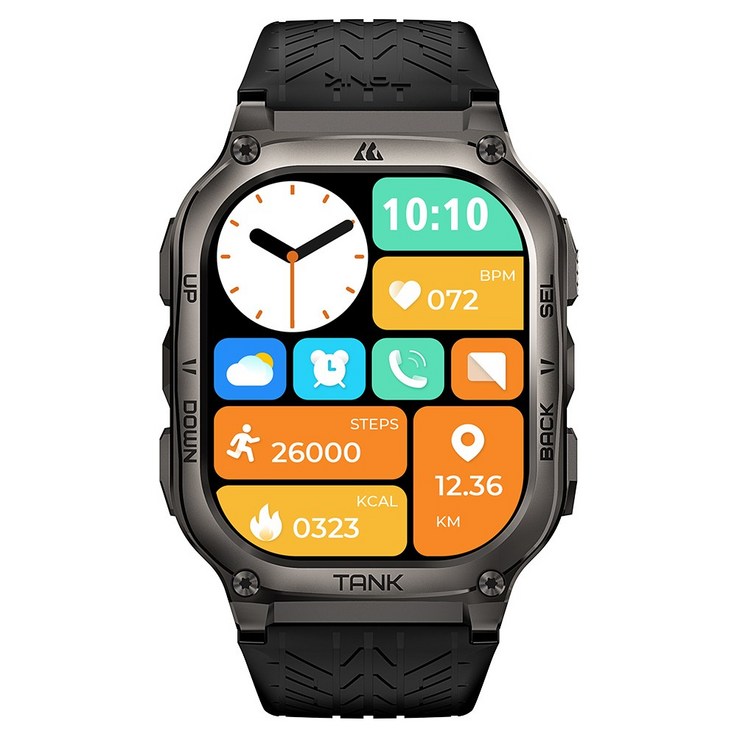 KOSPET TANK M3 코스펫 탱크 시리즈3 스마트 워치 블루투스통화 5ATM방수 야외운동 AMOLED, 블랙 KOSPET TANK M3 코스펫 탱크 시리즈3 스마트 워치 블루투스통화 5ATM방수 야외운동 AMOLED, 블랙