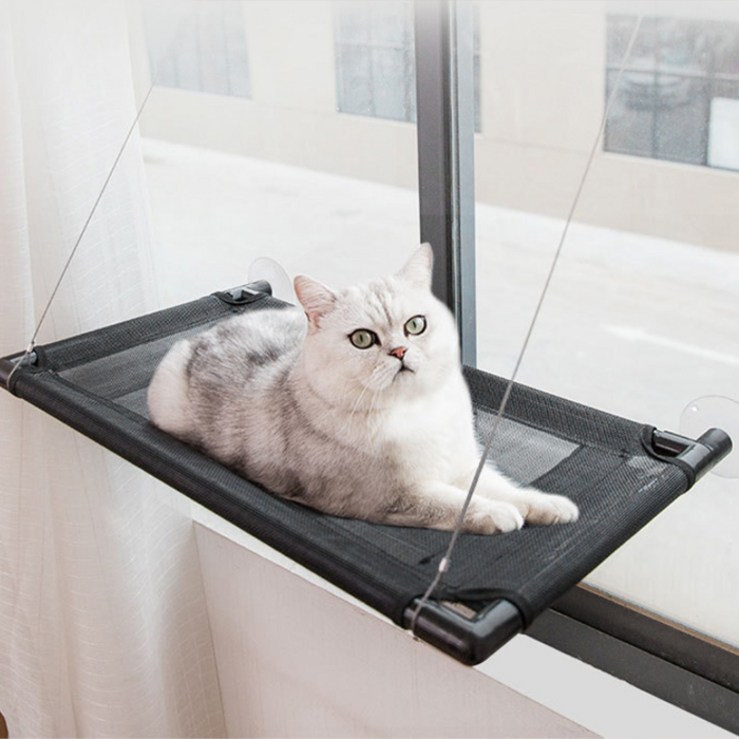 바른펫 고양이 매쉬 통풍 창문 해먹, 혼합색상