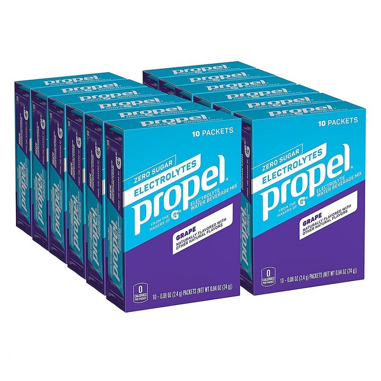 프로펠 전해질 분말 10포 12팩 포도 Propel Powder Packets Grape, With Electrolytes, Vitamins 10