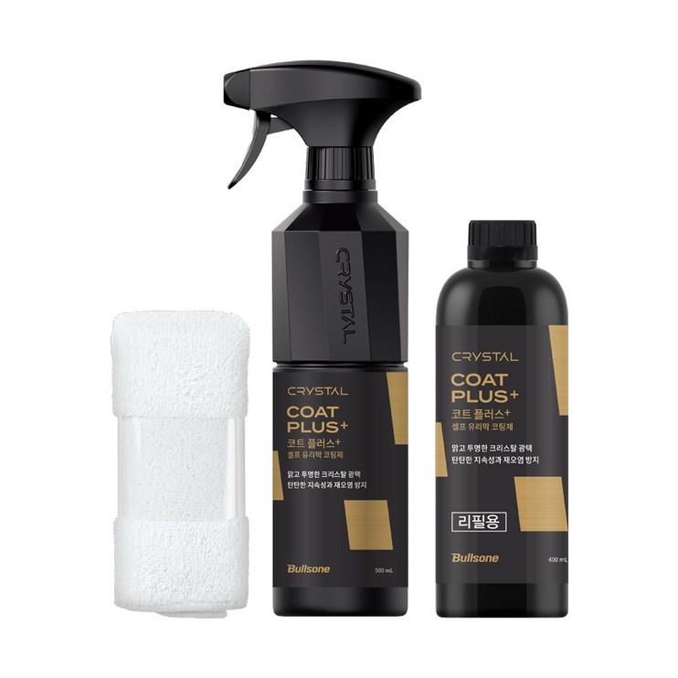 불스원 뉴 크리스탈 코트 플러스 광택제 500ml  리필 400ml  극세사융