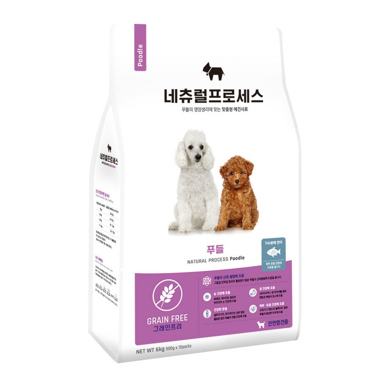 네츄럴프로세스 전연령 푸들 전용 강아지사료 6kg 대용량 개별속포장, 6kg, 1개 네츄럴프로세스 전연령 푸들 전용 강아지사료 6kg 대용량 개별속포장, 6kg, 1개