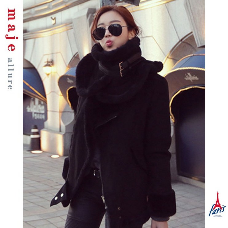 여 양털 뽀글이 후리스 플리스 여성 자켓 무스탕 점퍼 패션 올 매치 ~ 조수! maje allure 사슴 가죽 봉제 모피