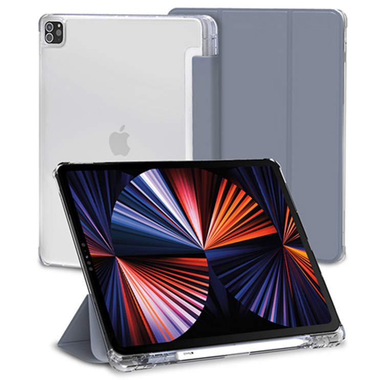아이패드프로11인치4세대 신지모루 클리어 애플펜슬 수납 태블릿PC 케이스, 라벤더 퍼플