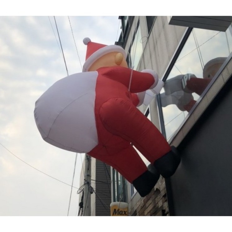 벽타는 산타 일체형 매달린산타 매달린 산타 송풍기내장 산타풍선 야외 산타 풍선 에어풍선 내장형 송풍기 풀세트 풀셋트 돼지코2개증정