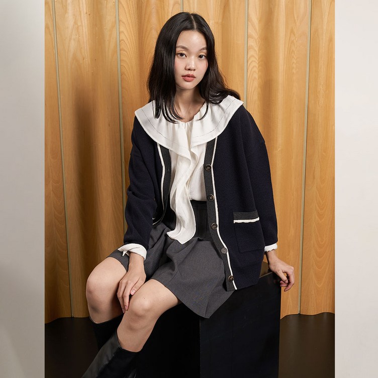 298197 올리브데올리브 러플 카라 블라우스 OW3AB8040