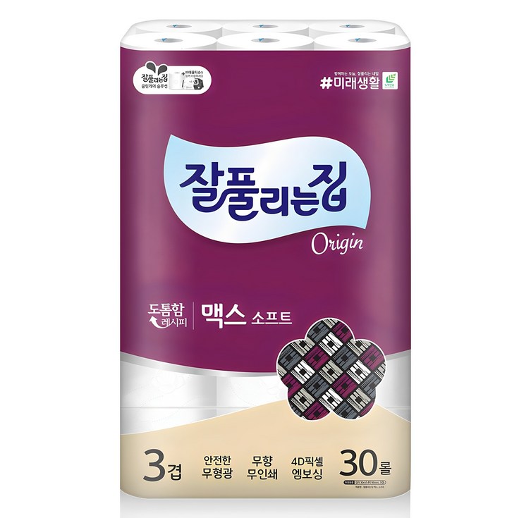 잘풀리는집 맥스소프트 화장지, 30m, 30롤, 1개