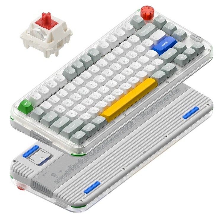 누피 로우 하이 듀얼 프로파일 커스텀 기계식 유무선 텐키리스 키보드 맥스, KICK75, 레트로 그레이, 적축