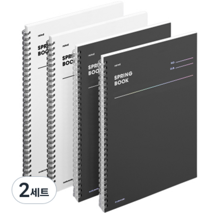 모트모트 두꺼운 스프링 노트 유선 룰드 2종 x 2p 세트, 화이트, 다크호스, 2세트 모트모트 두꺼운 스프링 노트 유선 룰드 2종 x 2p 세트, 화이트, 다크호스, 2세트