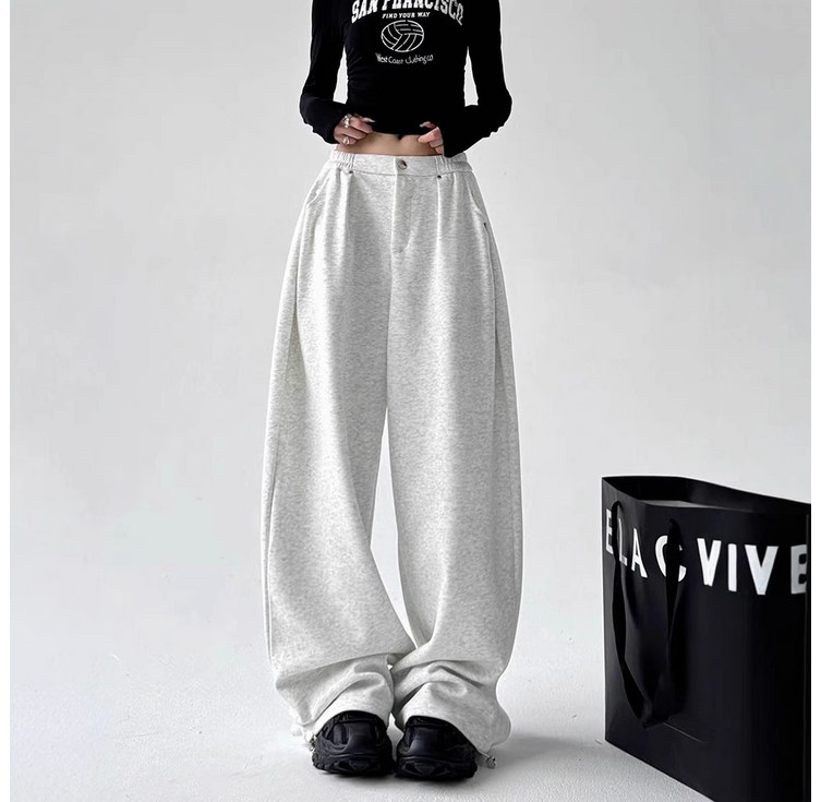 더플로우커머스 여성용 Y2K 핀턱 롱풀렝스 와이드 트레이닝 팬츠