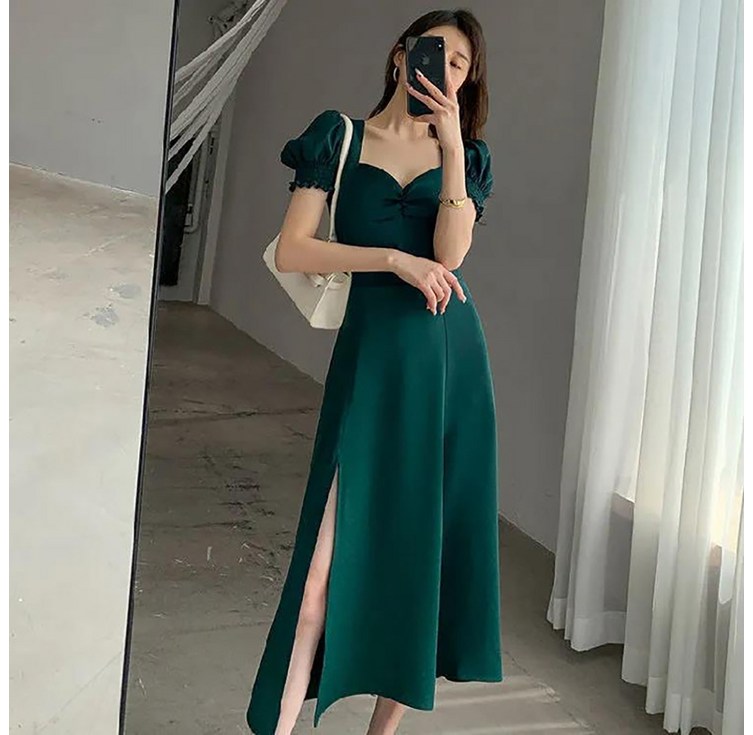 마켓에이 퍼프슬리브 스플릿 롱원피스 A24SS3A0004