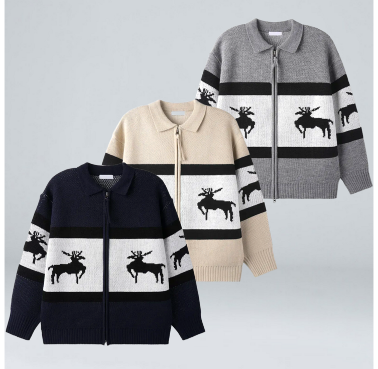 남자 사슴 노르딕 니트 카라 투웨이 가디건 64491