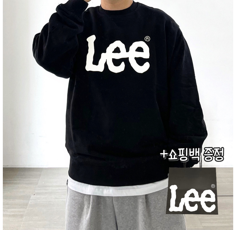 당일출고정품 LEE 리 빅 트위치 로고 맨투맨 블랙 쇼핑백