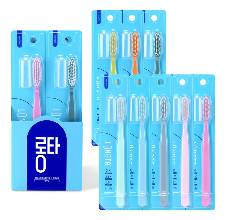 롱타 초극세모 칫솔, 1개, 10개입