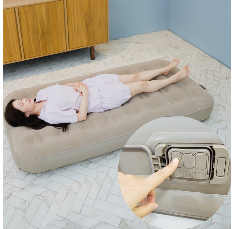 유니언 에어침대 캠핑 매트리스 자동펌프 내장형 원터치 에어매트 25cm