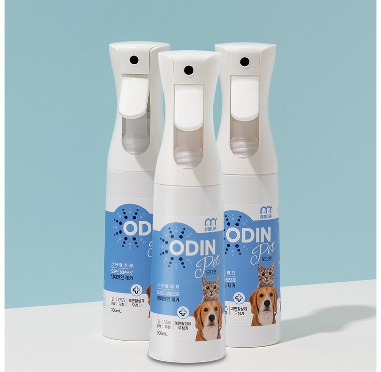미국 아마존 판매 1위 동일성분 휴매니존 오딘펫 300ml , 3개, 강아지 고양이 탈취제 소변 오줌 배변냄새 제거, 300ml, 3