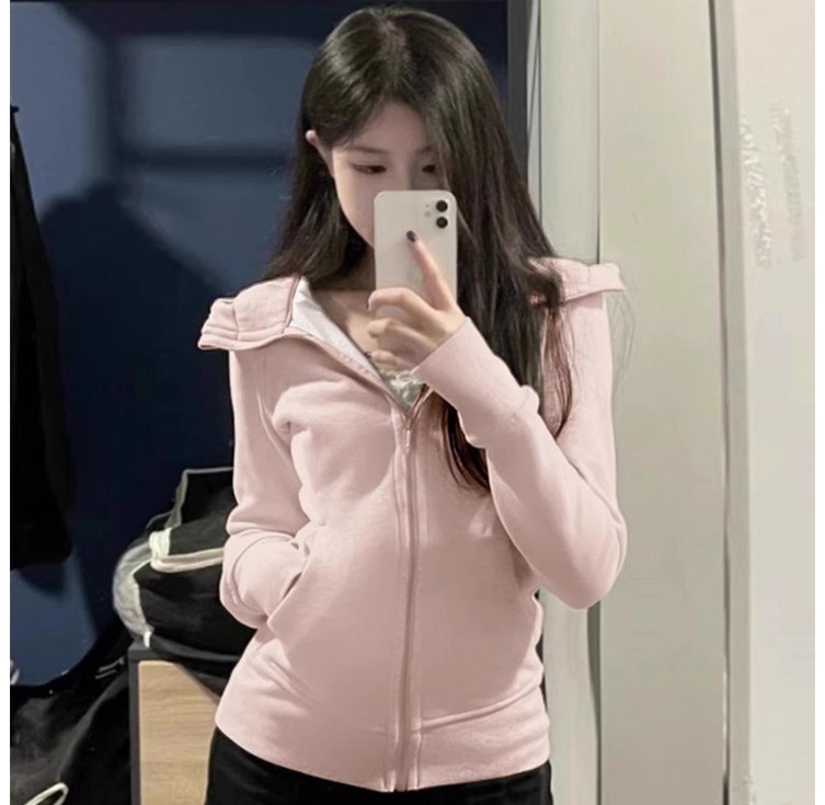 COSYEVNO 여성 맨투맨 겨울 심플 슬림 스포티 집업 스타일 날씬해 보이는 데일리 긴팔 상의 BCXnswywt8