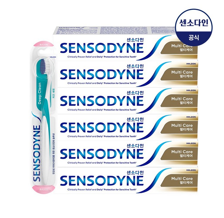 센소다인 멀티케어 치약 100g x6개  센소다인 딥클린 칫솔 x1개, 1세트