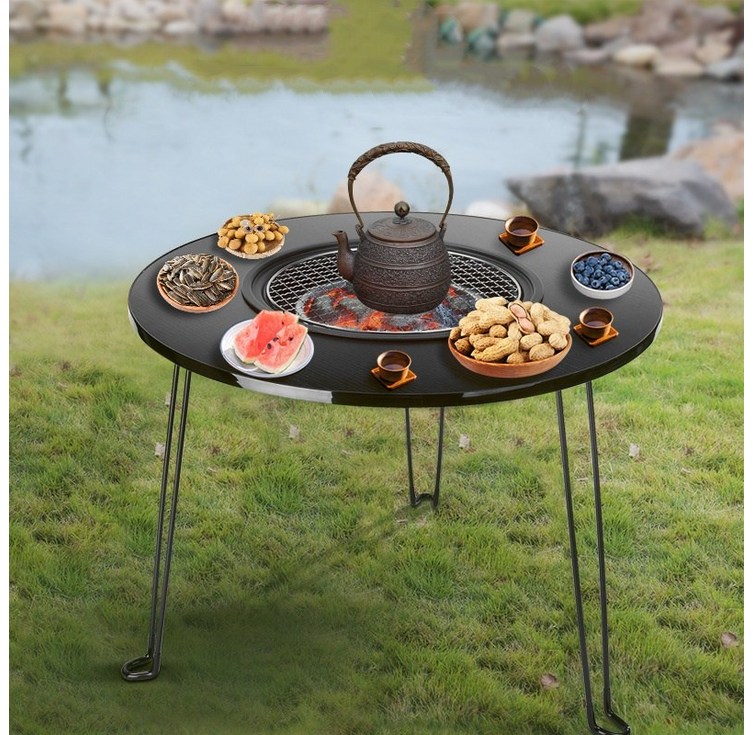 LUCKYOO 캠핑테이블 우드 화로 접이식 테이블 세트수납가방