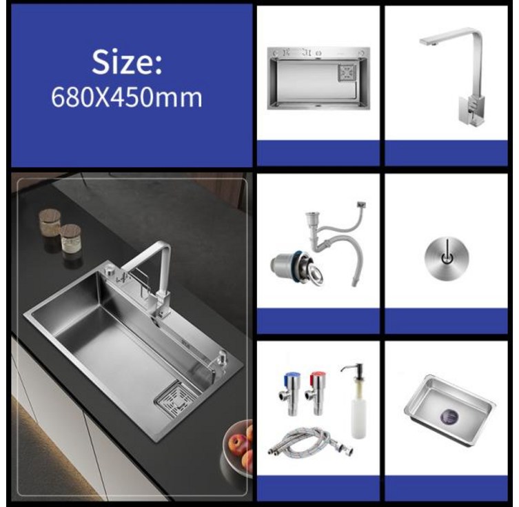 304 스테인레스 스틸 대형 싱글 슬롯 주방 싱크대 접시 야채 세면대 그릇 Udermount 탑 마운트 드레인 액세