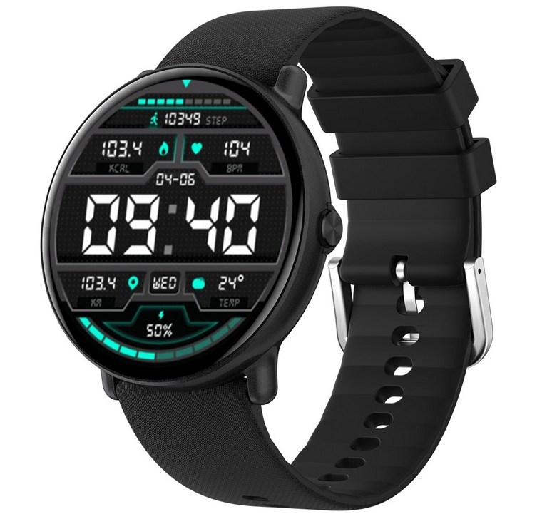 WAPIK 블루투스 통화가능 스마트워치 Y6 1.43인치 AMOLED 대화면 한글판, GPS  블루투스, 3.6cm, 블랙