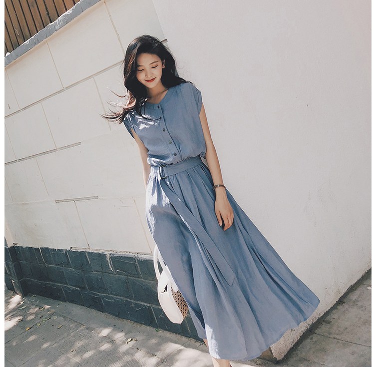 ANYOU 여름원피스 반팔 쉬폰원피스