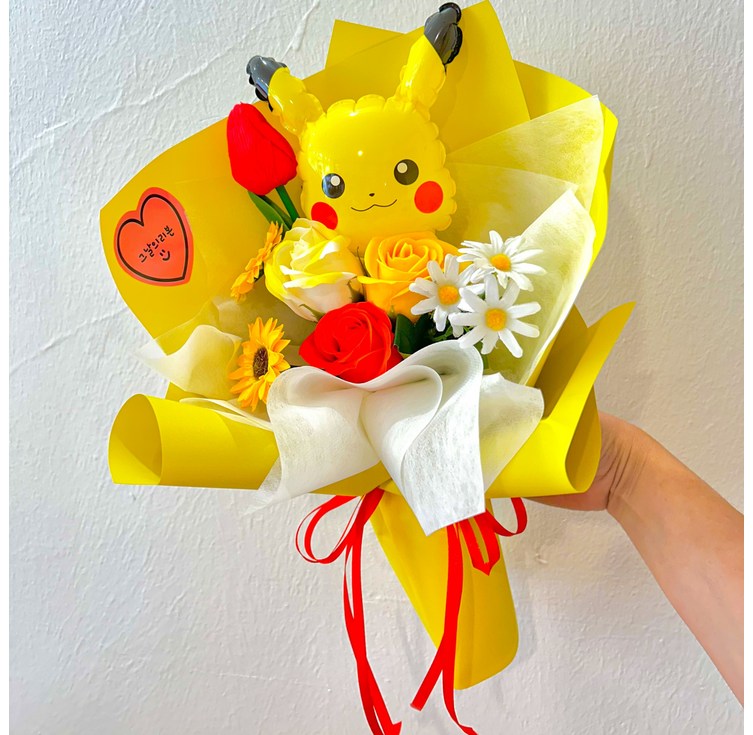 그날의리본 뉴 캐릭터 풍선 꽃다발, 1개, 피카츄
