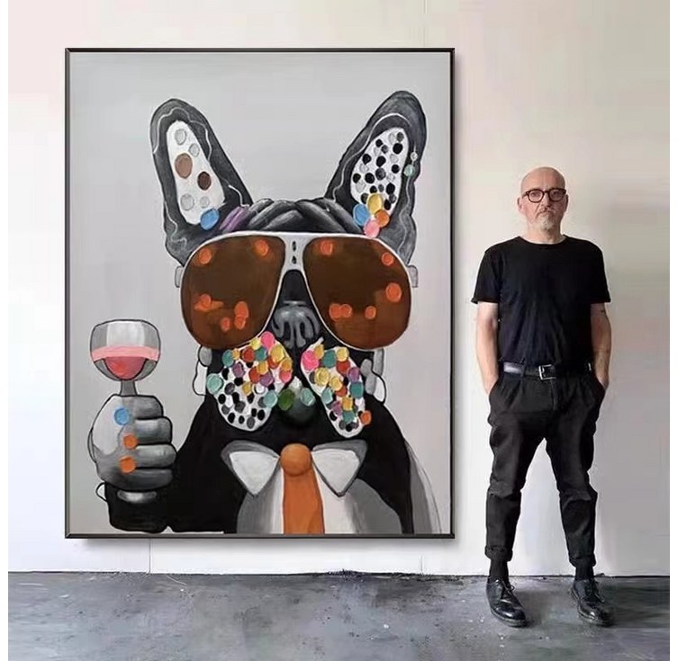 불독 그림액자 현관 거실 인테리어 풍수그림 돈들어오는 액자 개업 이사 선물